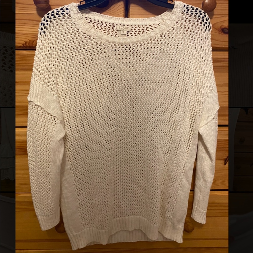 J. Crew white 3/4 sleeve crew sweater size M